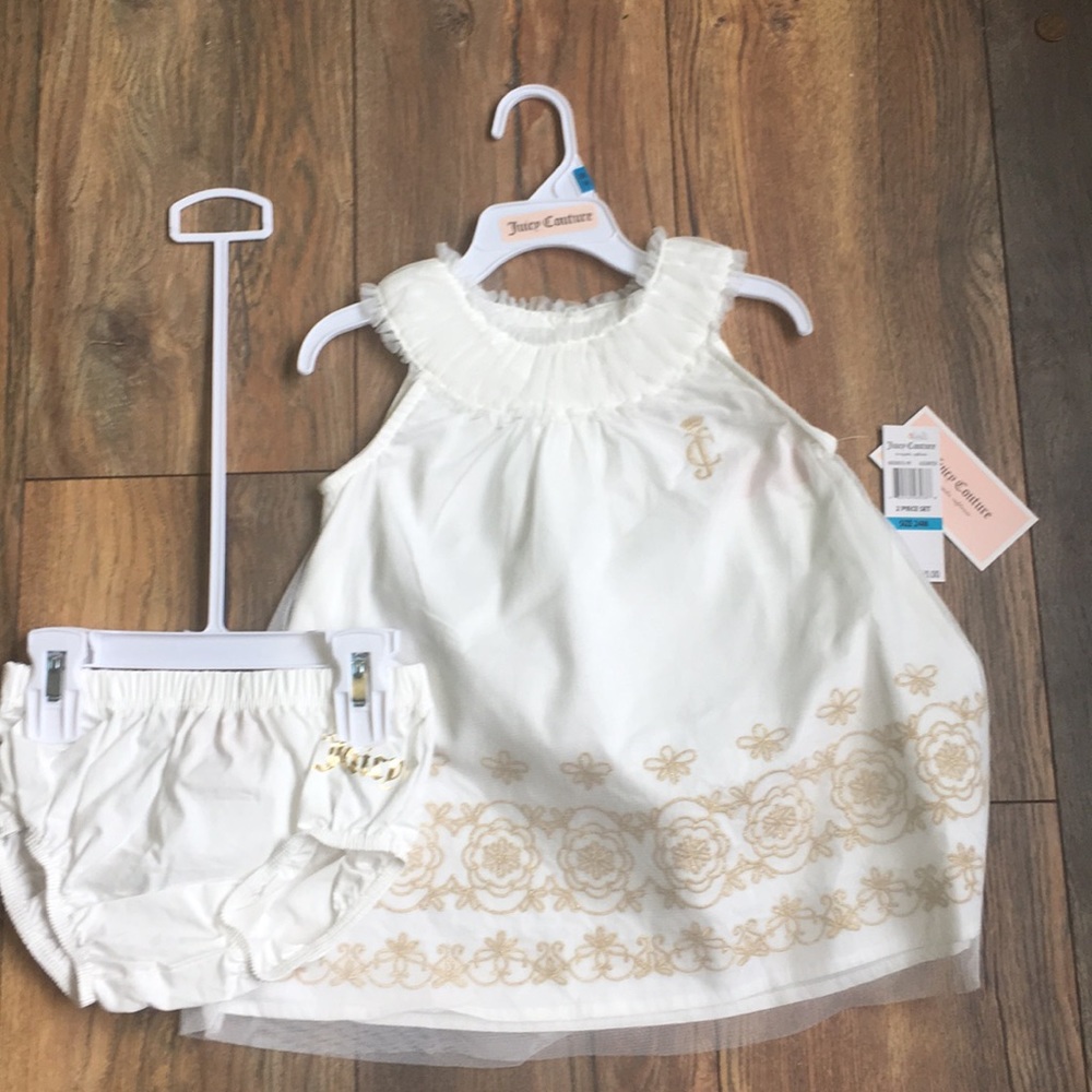 Juicy Couture 2pc Dress Set white and Gold